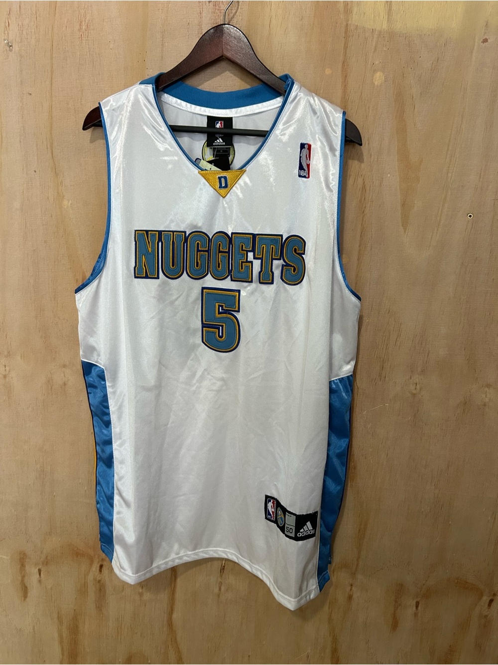 adidas White/Blue Denver Nuggets #5 Basketball Jersey